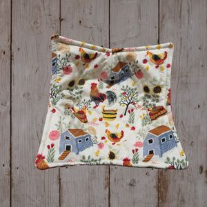 Microwave Bowl Cozy, Reversible Chickens and Red Gingham